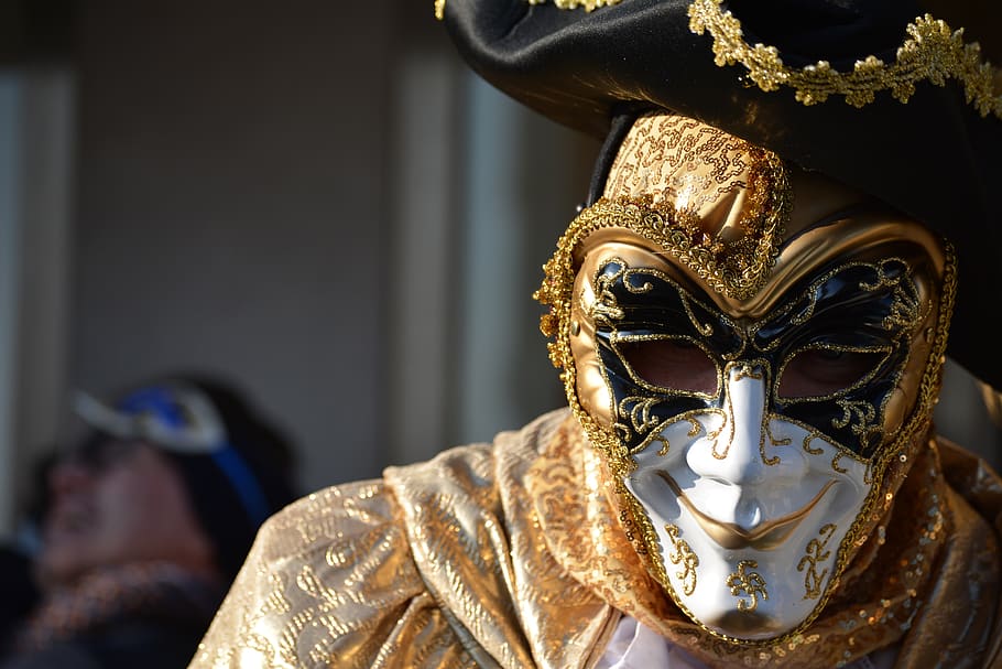 venice, carnival, creativeness, mask, disguise, costume, masks, italy, beauty, unrecognizable