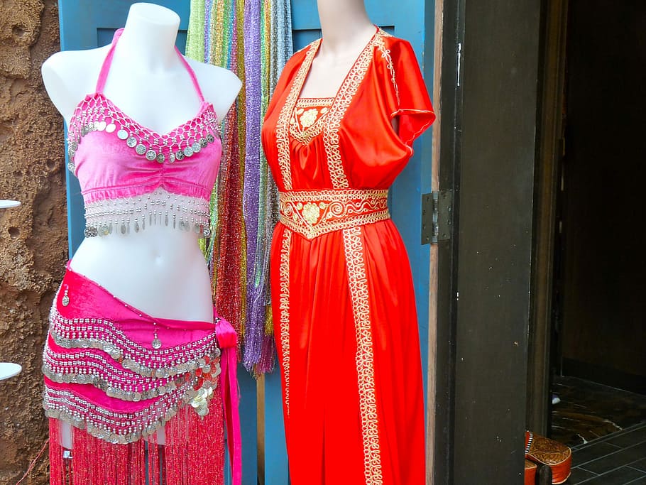 Kostum, Merah Muda, Pakaian, Tradisional, merah, peragawati, epcot, disney, toko, pasar