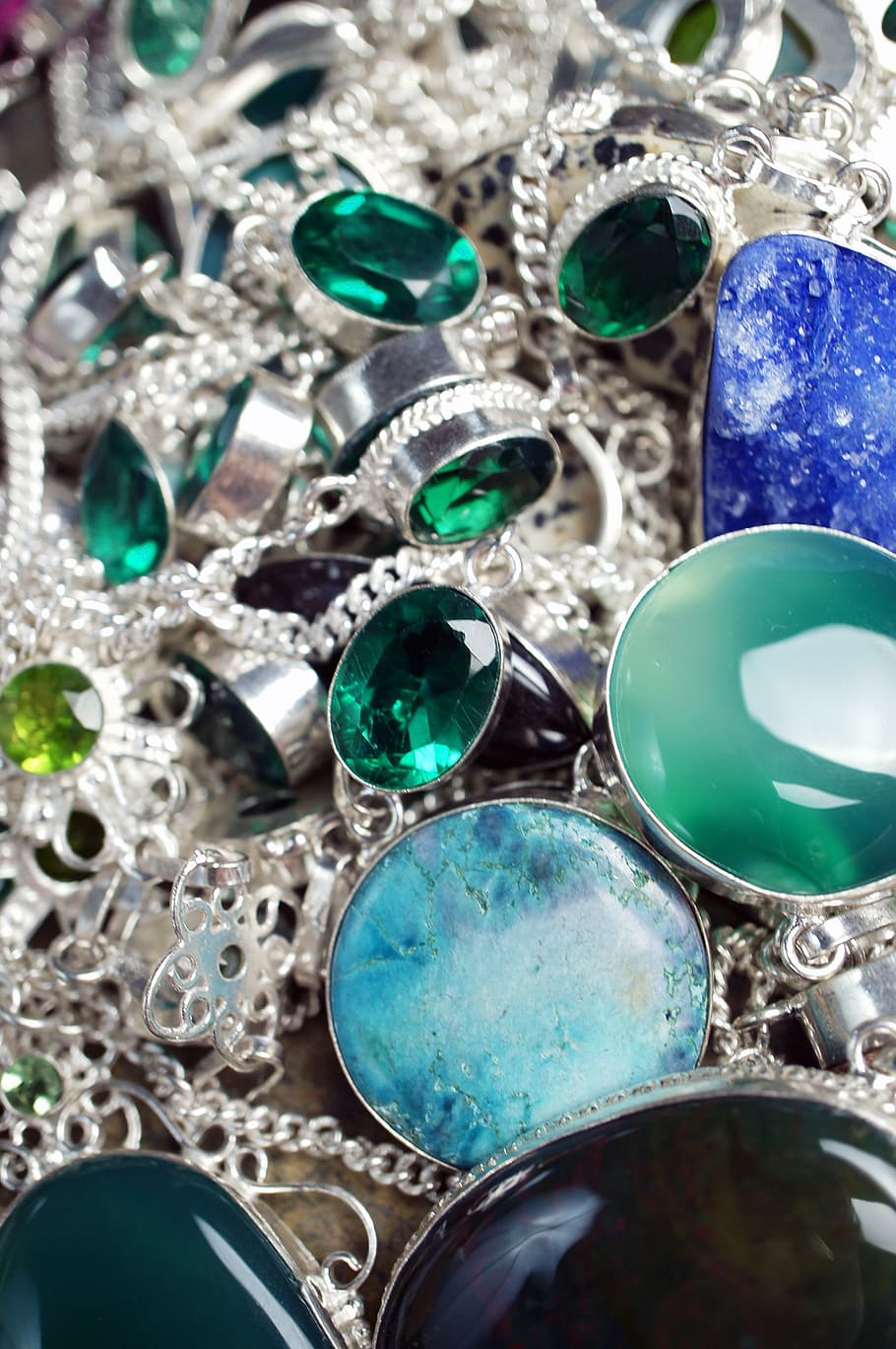 green, gemstone jewelry lot, gemstone, necklaces, chokers, colorful, gems, stones, handmade, jewelry
