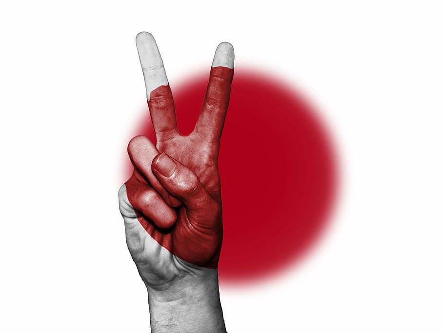 pessoa, sinal de paz, digital, papel de parede, japão, bandeira, paz, japonês, projeto, patriotismo