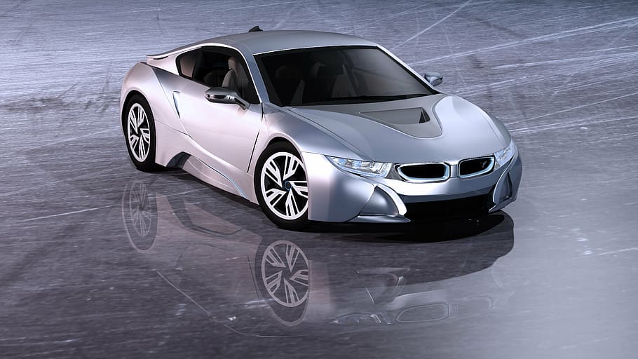 silver concept coupe, reflection, underneath, electric car, sports car, car, auto, pkw, automotive, passengers cars