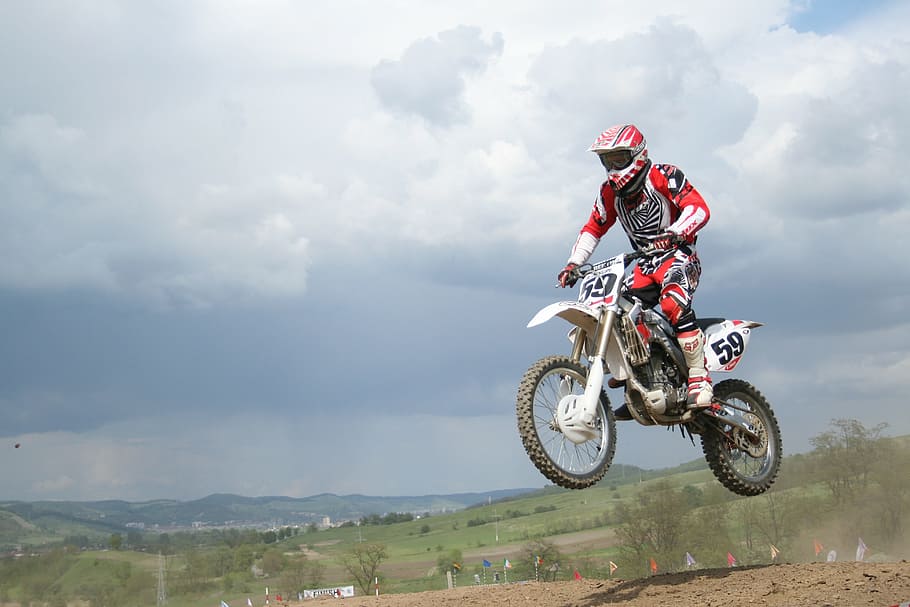 time-lapse photography, person, riding, motocross dirt bike, moto, motorcyclist, extreme, sports, race, offroad