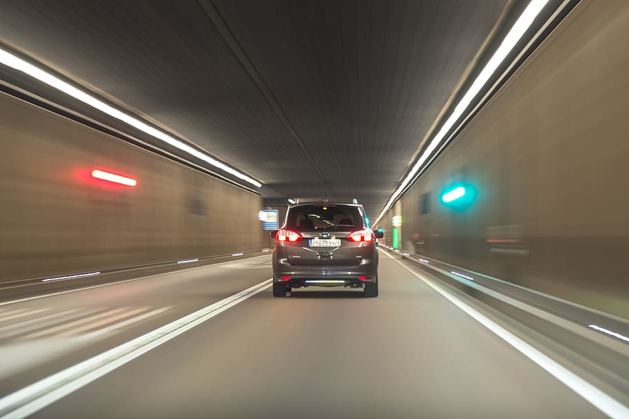 차, 운전, 터널, 등, 자동차 운전, 교통, 차량, 드라이브, 속도, 도로