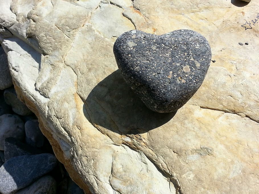 black stone, hart, stone, heart stone, solid, rock, rock - object ...