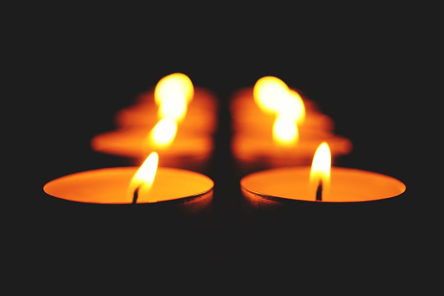 selective, focus, taillight candles, dark, candle, light, fire, night, blur, flame