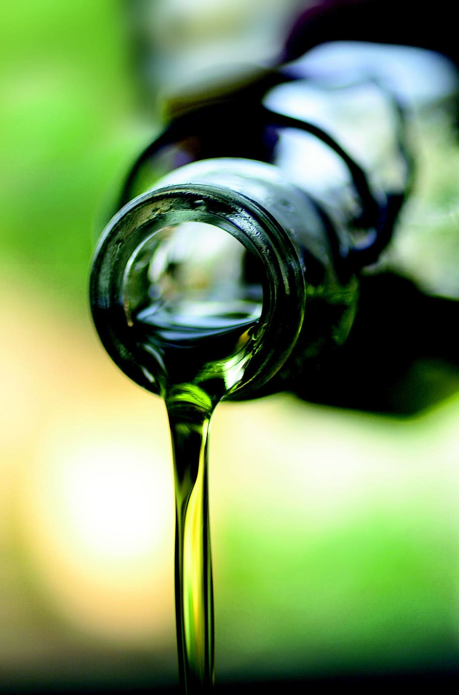 bottle pouring liquid, olive, oil, green, olive oil, food, selective focus, close-up, water, focus on foreground