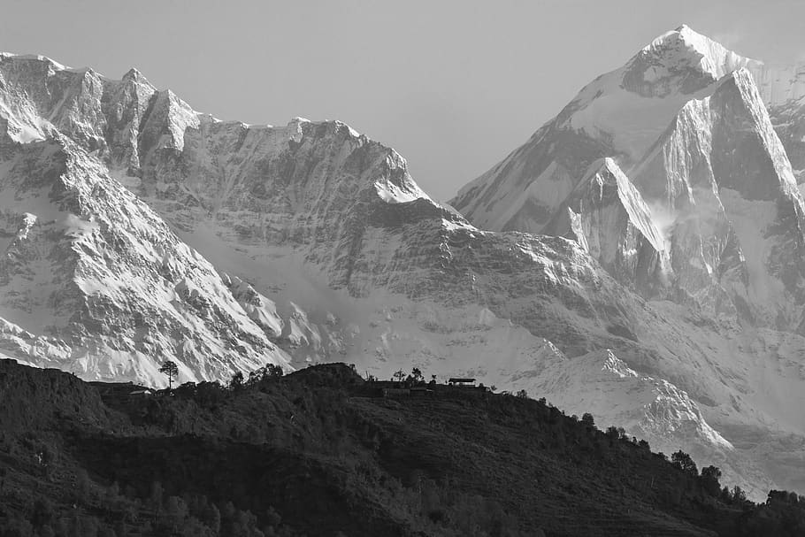 nepal, himalayas, black, himalaya, mountains, landscape, snow, asia, trekking, annapurna