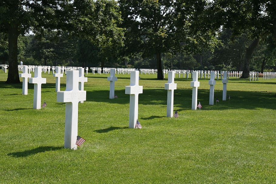 Cruz, Normandía, Día D, American, cementerio, lápida, tumba, memorial, honor, Fuerzas Armadas