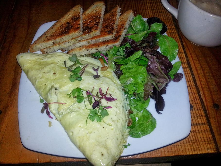 omelet, toast, breakfast, meal, food, plate, eggs, delicious, brunch, gourmet