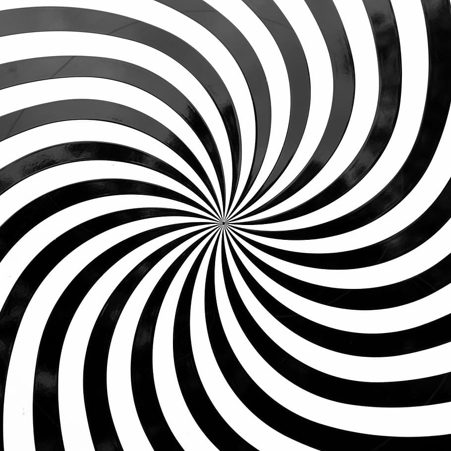 white, black, spiral illustration, optical deception, deception, graphic, see, perceiving, sense, illusion