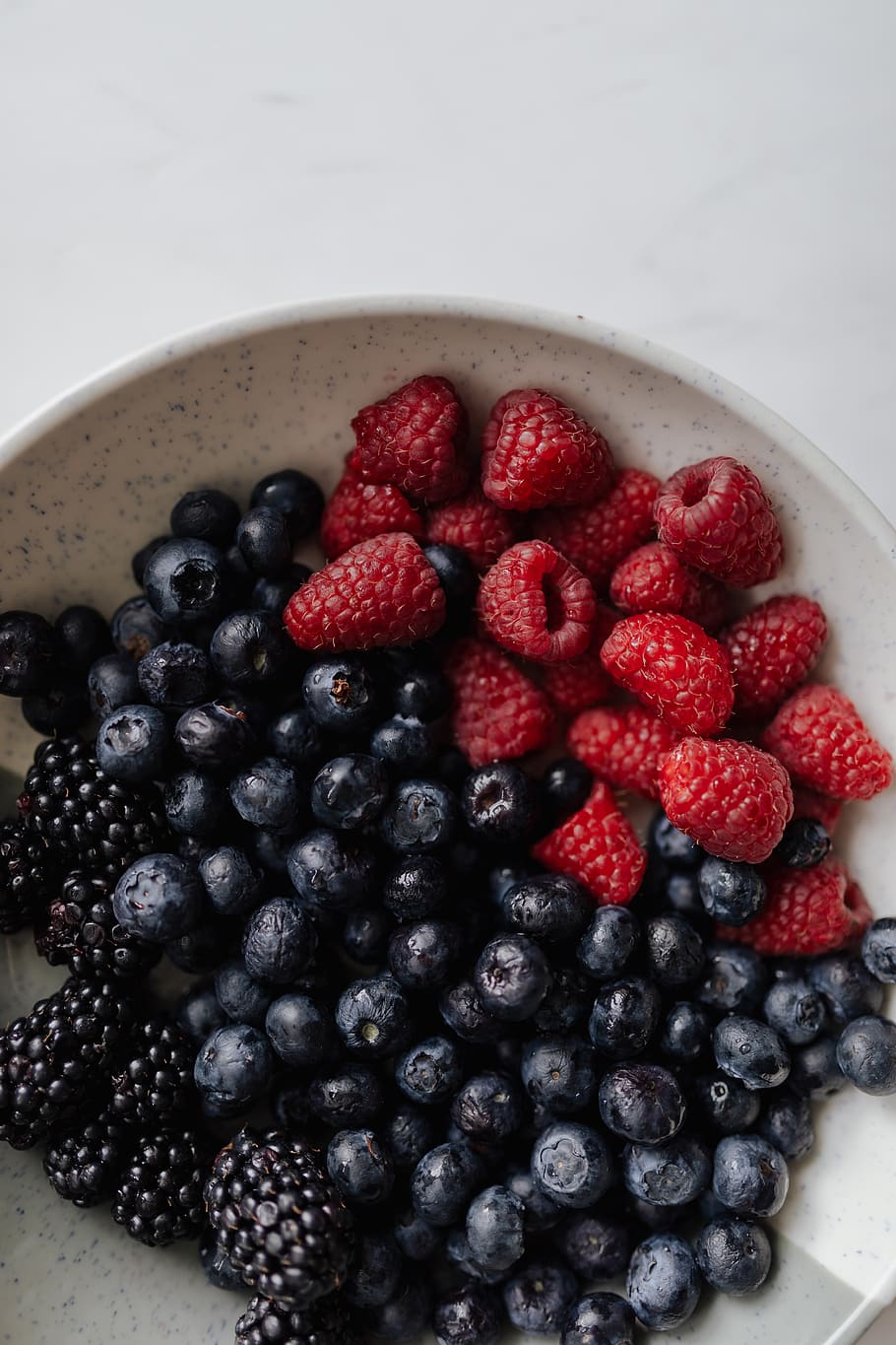 Blackberry, Blueberry, raspberry, buah-buahan, sehat, eco, berry, mangkuk, buah berry, buah