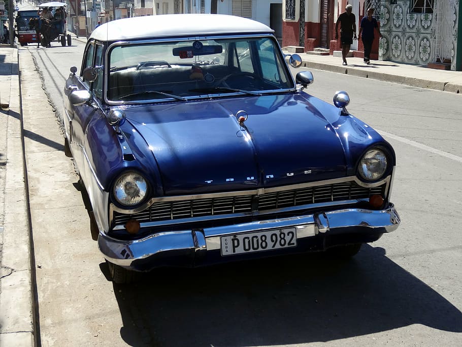 car, retro, blue, old, ford, taurus, mode of transportation, transportation, motor vehicle, city