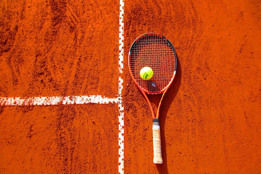 черный, красный, теннисная ракетка, зеленый, теннис, спорт, ракетка, игра, соревнование, мяч