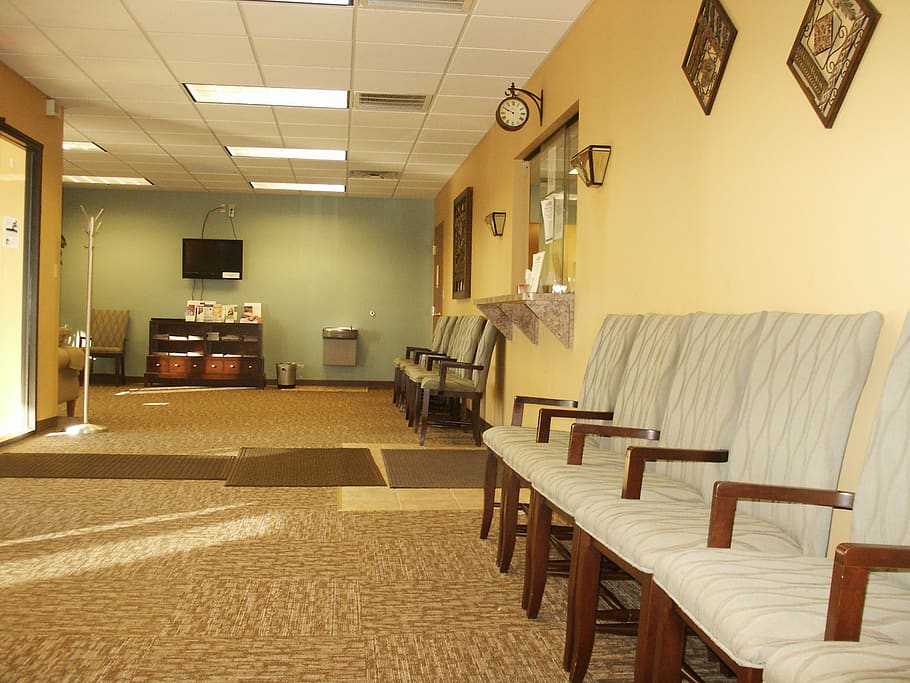 waiting room, anteroom, doctors, room, examining, chairs, table, seat, indoors, furniture