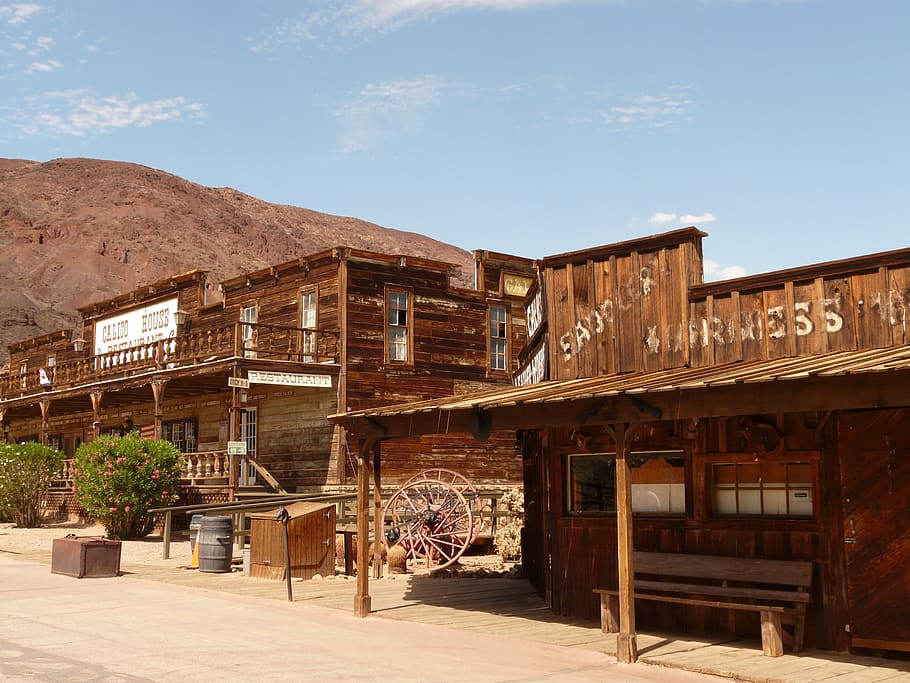 brown, wooden, 2-storey, 2- storey house, calico, calico ghost town, ghost town, mojave desert, california, usa