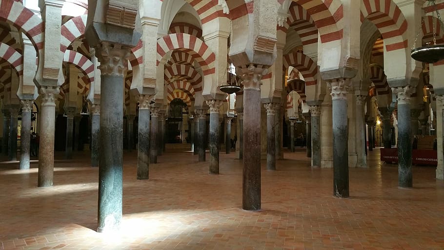 mosque–cathedral of córdoba, mezquita-catedral de córdoba, great mosque of córdoba, córdoba, cordoba, mosque, cathedral, arches, architectural column, architecture
