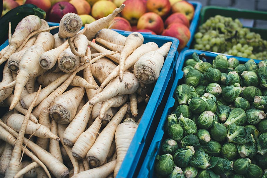 Sayuran, kecambah brussel, wortel, kembang kol, sehat, pasar, makanan, sayur, kesegaran, kios Pasar