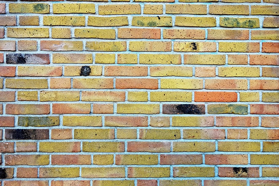 벽돌 벽, 노란 벽돌, 벽, 노란 벽돌 벽, 벽돌 세공, 벽돌, 이음새, 박격포, 조직, 벽돌 질감