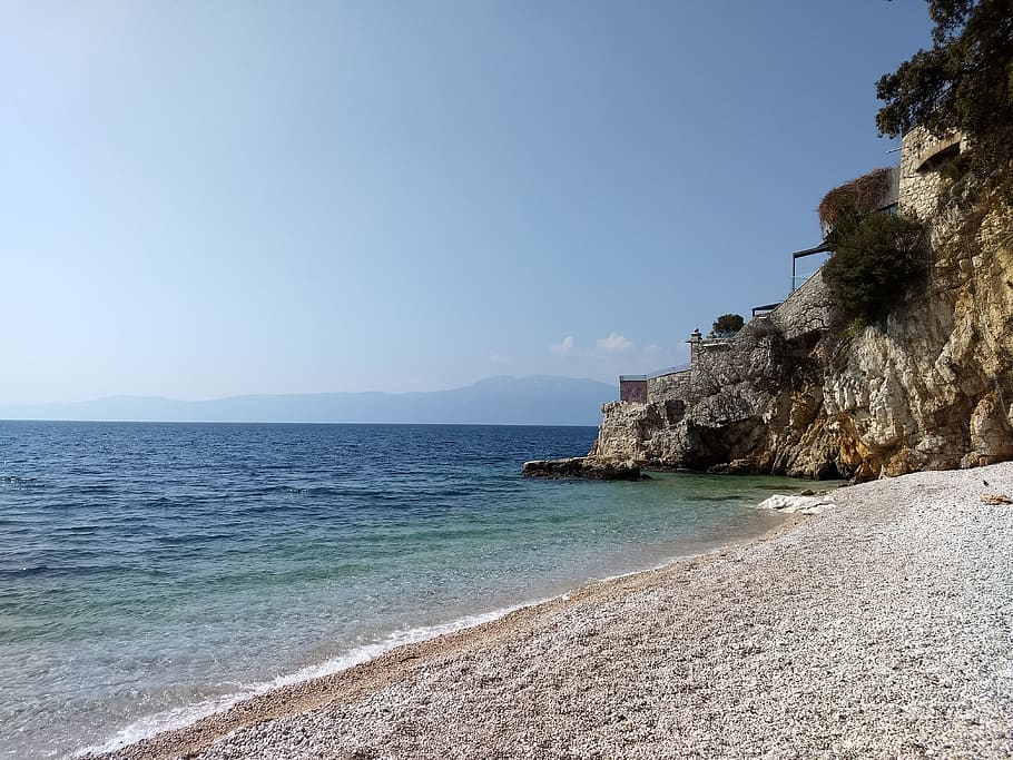 sea, nature, coast, waters, beach, croatia, rijeka, mediterranean, blue, sky