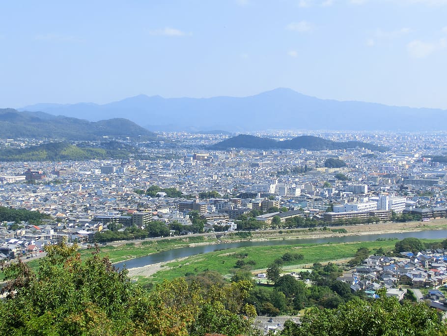 kyoto, japan, cityscape, city, mountain, landscape, kansai, architecture, building exterior, built structure