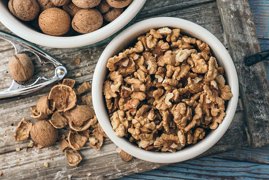 walnut, bowl, healthy, food, breakfast, natural, fresh, brown, diet, meal