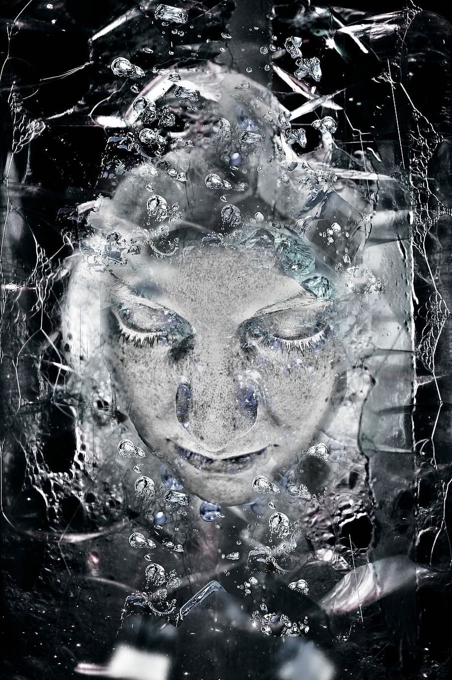 woman's face illustration, Moisture, Cold, Mist, Defiance, Cloudy, haogo, sink, lost, soledad
