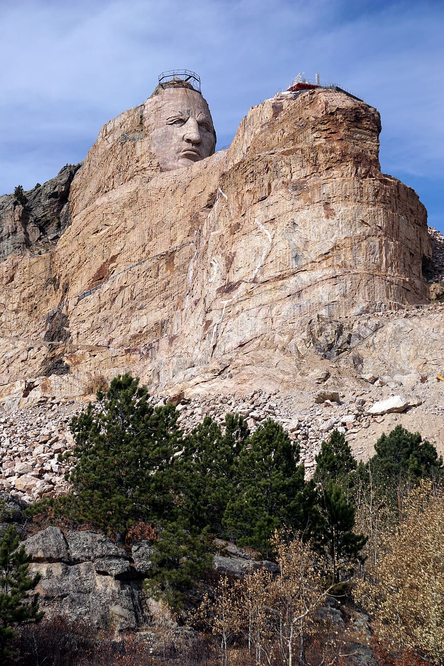 crazy horse memorial, native american, usa, south dakota, crazy horse, monument, rock, sky, rock - object, rock formation