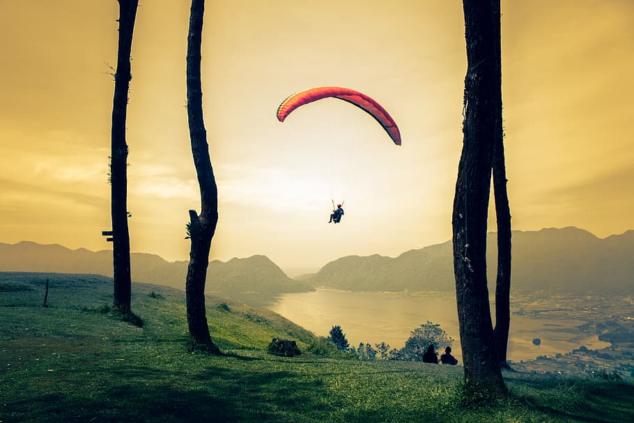 person paragliding, body, water, Asia, Indonesia, Travel, Landscape, tourism, sky, vacation