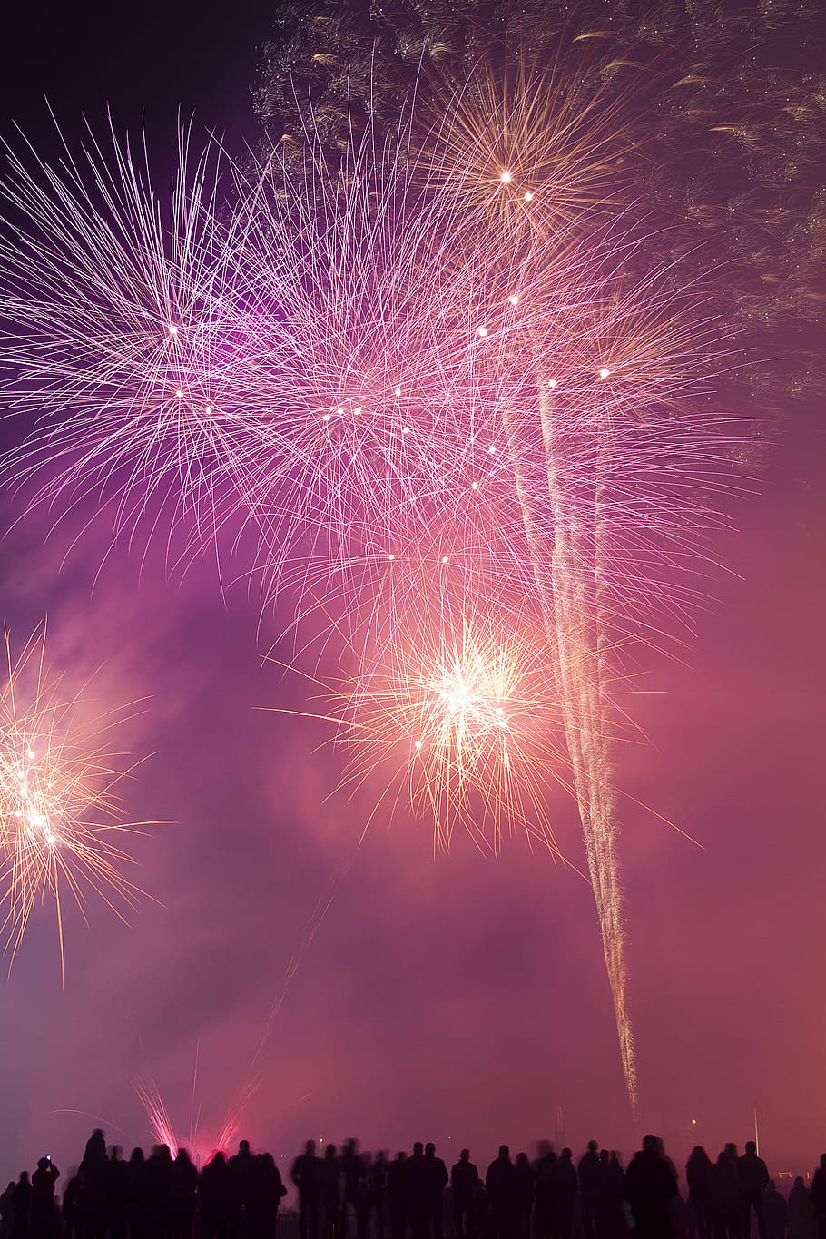 fireworks during nightime, firework, fire, illumination, night sky, event, people, new jear, firework display, celebration
