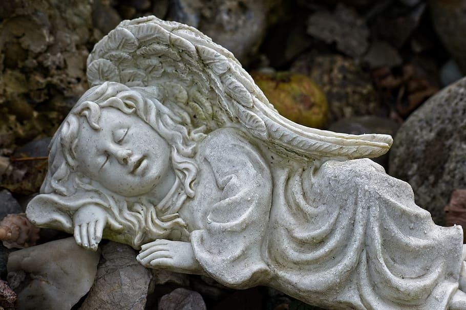 angel, figure, sleeping, statue, fantasy, sculpture, angel figure, guardian angel, art and craft, representation