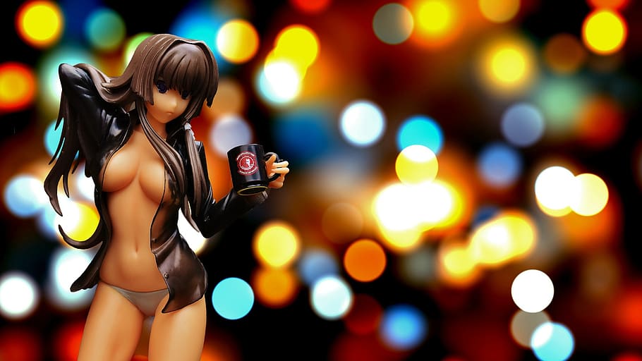 girl, good morning, coffee, morning, breakfast coffee, anime, figure, night, focus on foreground, one person