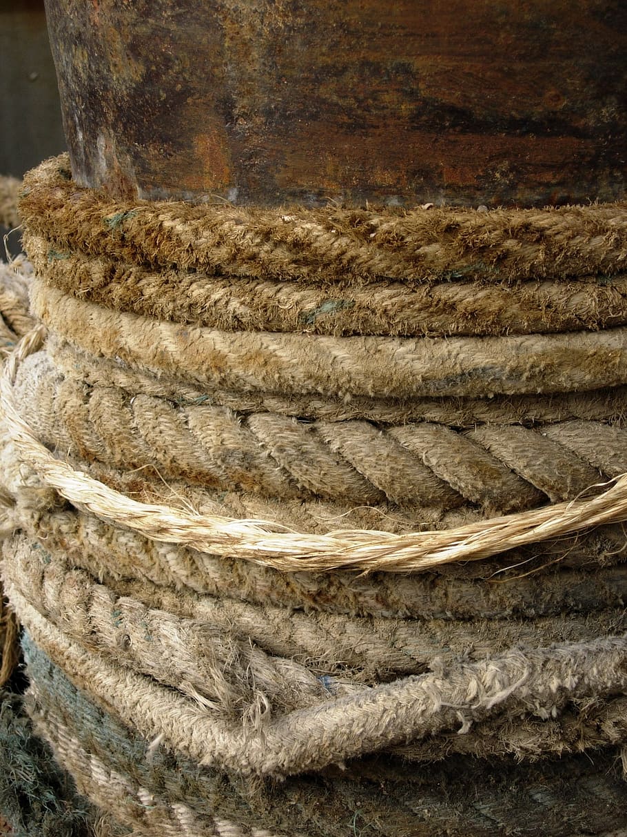 lanyard, rope, mooring rope, close-up, day, textured, pattern, textile, brown, stack