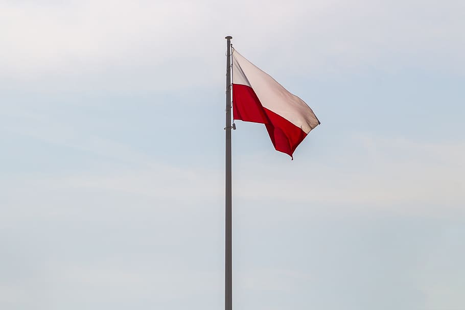bendera, Polandia, bendera Polandia, patriotisme, tiang, putih-merah, hari Kemerdekaan, tanah air, bangsa, hari raya