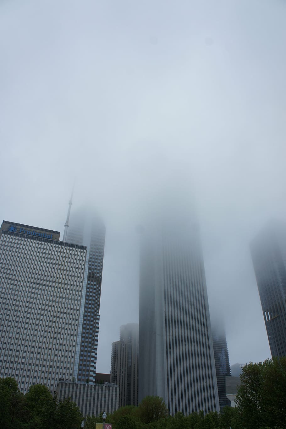 chicago, niebla, ciudad, edificio, arquitectura, rascacielos, illinois, centro de la ciudad, urbano, torre
