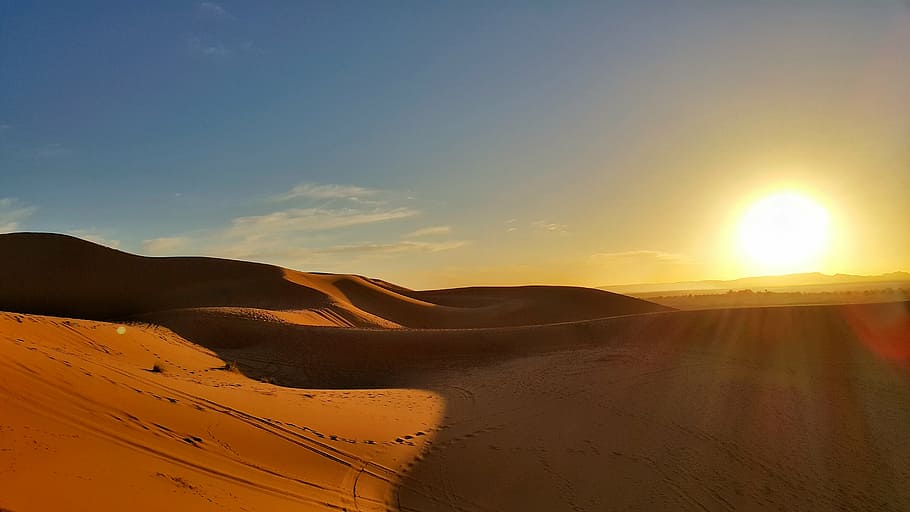 landscape photography, desert, sunset, stunning, sahara, morocco, sand dune, golden sands, africa, landscape