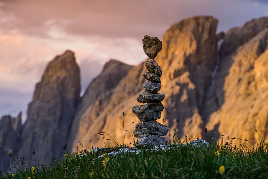 stones, stack, torre, mountains, balance, zen, well-being, meditation, relaxation, nature