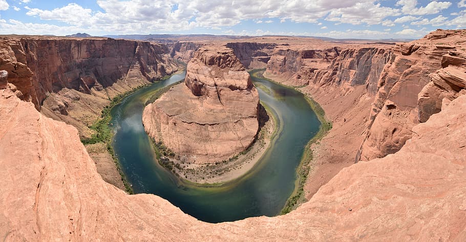 panorama, arizona, usa, horseshoe bend, river, beauty in nature, non-urban scene, scenics - nature, rock formation, geology