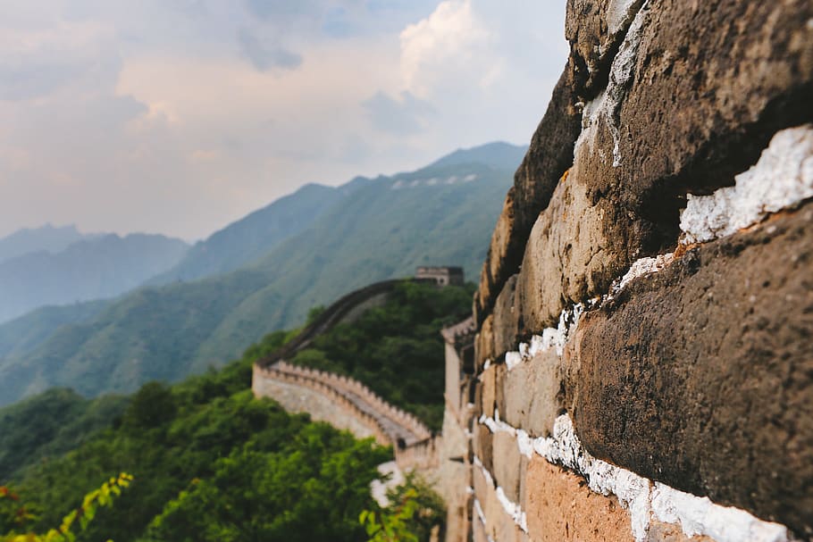 Fotografía macro, gran, pared, China, turista, destino, lugar, recorrido, montaña, naturaleza