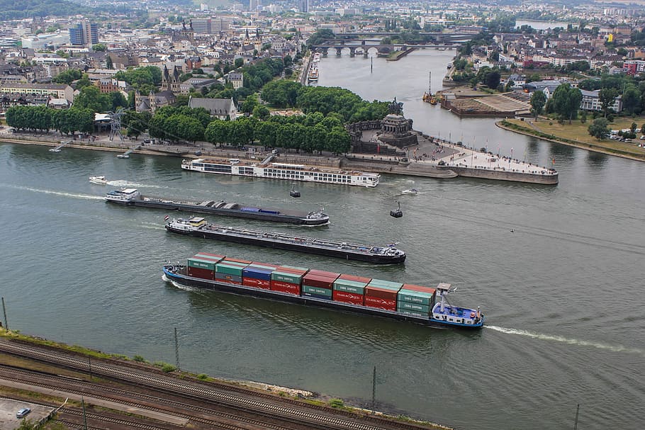 Germany, Koblenz, Rhine, Mosel, Sachsen, river, landmark, rheinland, german corner, ships