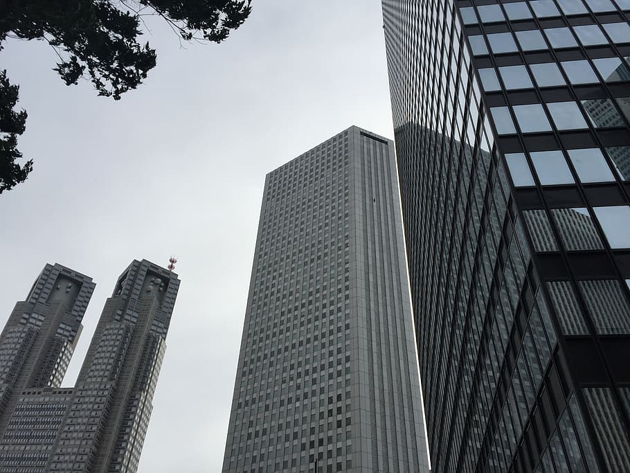 japan, tokyo, shinjuku, architecture, building exterior, built structure, office building exterior, building, city, low angle view