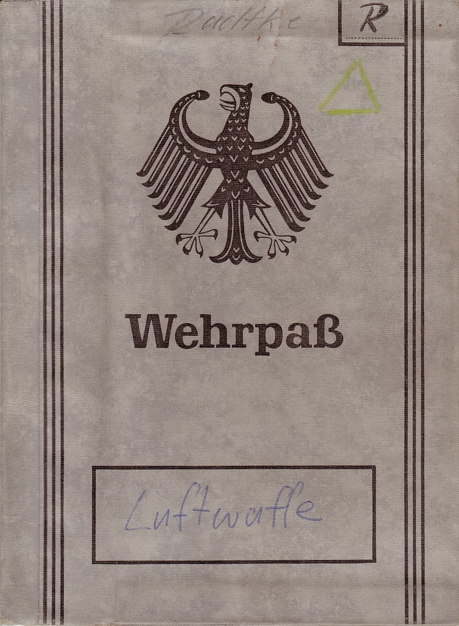 wehrpaß, documento, militar, soldado, fuerza aérea, defensa, avión, vuelo, aviación, bundeswehr
