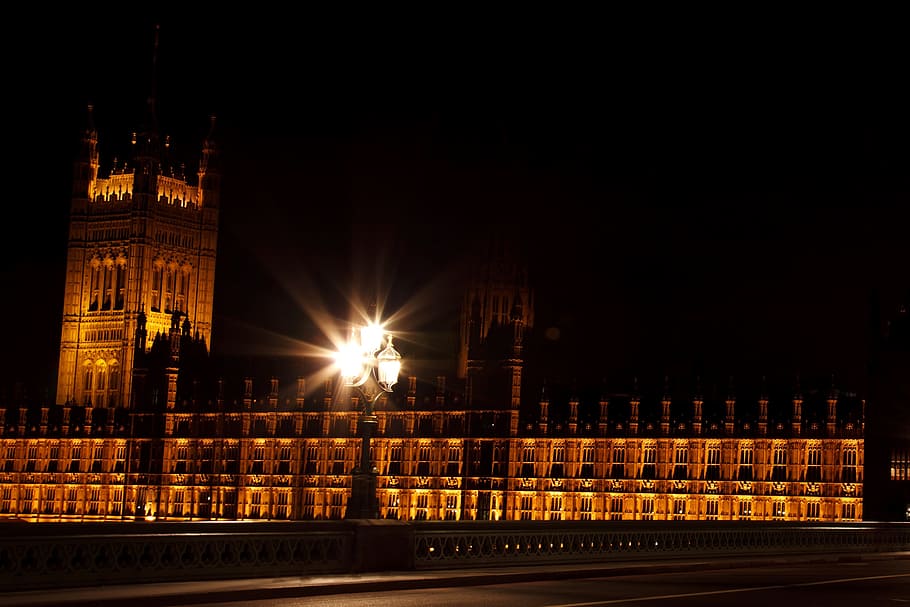 Architecture, Britain, Building, City, dusk, evening, government, history, houses, illuminated