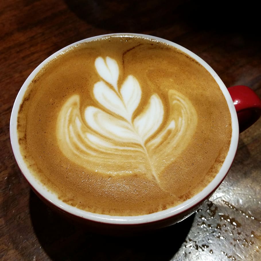 coffee, latte, latte art, espresso, cup, drink, cafe, cappuccino, hot, brown