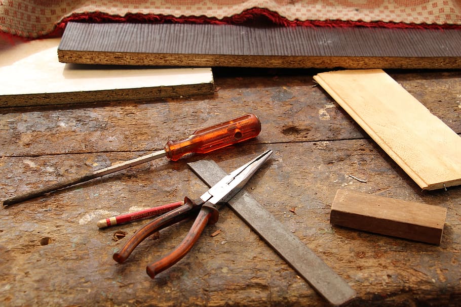 carpentry, table, work, wood, material, old, brown, workshop, background, carpenter