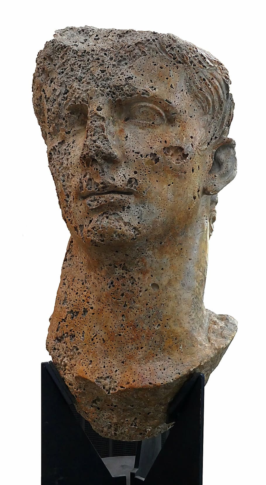 augustus caesar, roman, emperor, arles, museum, archaeology, head, colossal, sculpture, white background