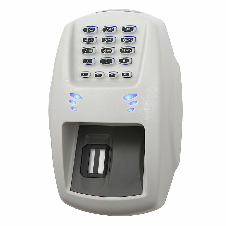 scanner biométrico, biométrico, leitor biométrico, cortar, fundo branco, tecnologia, número, tiro do estúdio, único objeto, comunicação