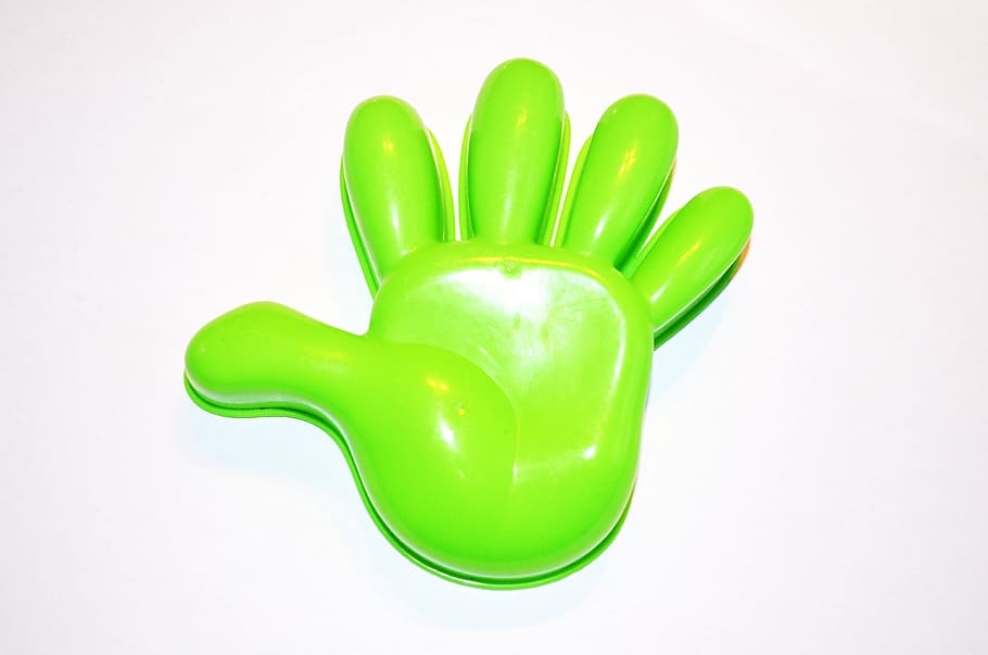 Model, Hand, Plastic, Palms, Inside, green, fingers, left, single, green and white