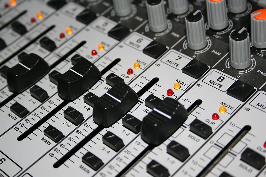 gray, black, mixing, console, technology, mixer, sound, control, music, sound recording equipment
