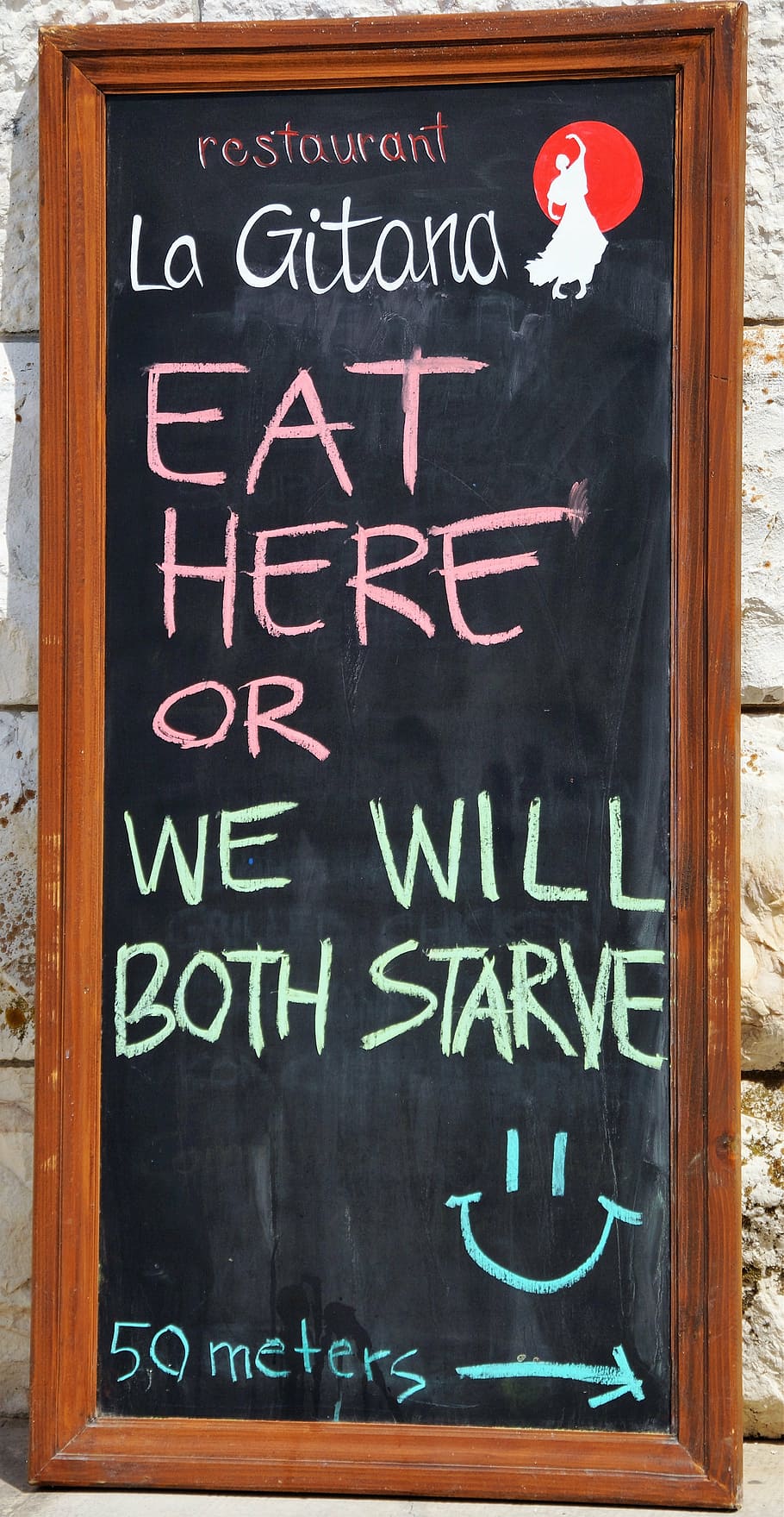restaurant, sign, funny, spain, blackboard, food, text, western script, board, communication