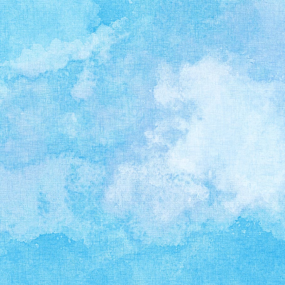 azul, céu azul, aquarela, lona, ​​pintar, papel, mancha, pinceladas, resumo, artística